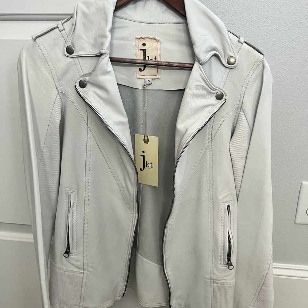 JKT NYC Jakett White Leather Jacket - New with tags - Size small - Beautiful!